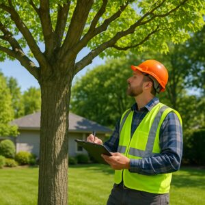 a tree risk assessor assessing a tree in vancouver wa